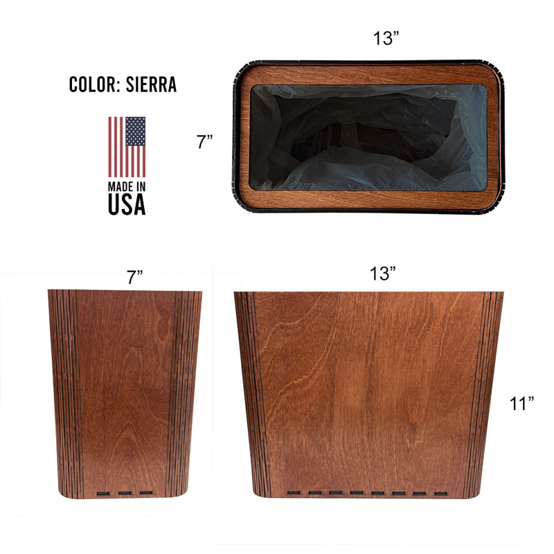 Purelite Slim Trash Can - Elephant - Wooden Garbage Bin for Safari